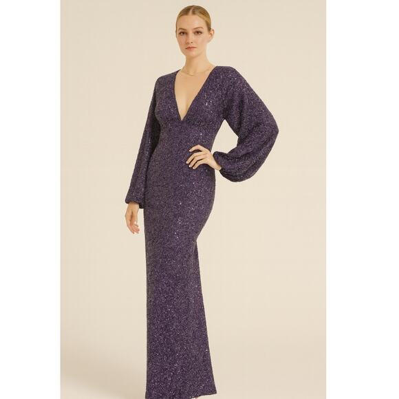 Mac Duggal Sequin Gown Purple Size 10 Formal Evening Dress 10791 NEW - Picture 1 of 11